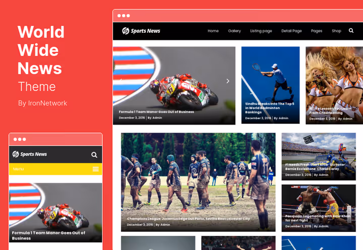 Tema de revista World Wide News para site de conteúdo de golfe
