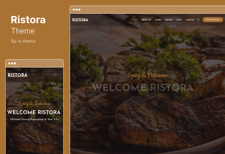 Тема Ristora, домашня сторінка ресторану з меню та бронюванням