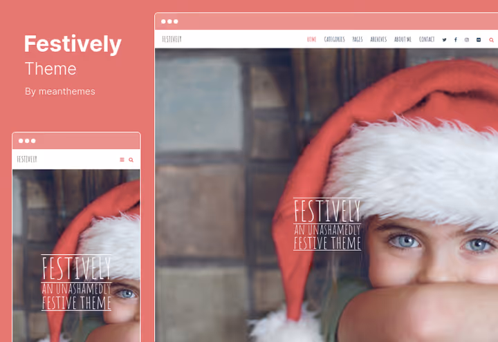 Festively blog theme with holiday design and sidebar