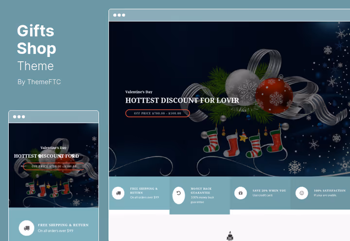 Gifts Shop theme with gift product storefront and slider