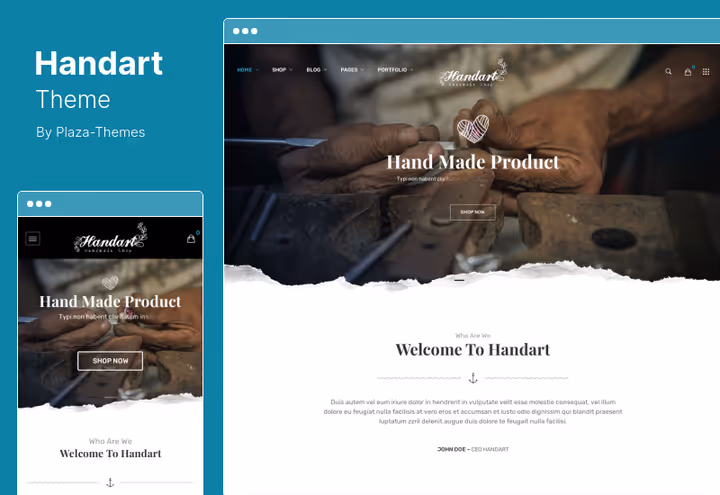 Handart theme for handmade goods store with drag-and-drop builder