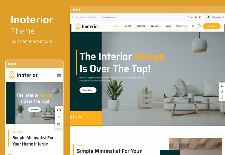 Elegant Inoterior-tema design for interiørdesignere