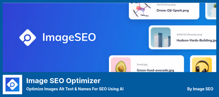 Image SEO Optimizer pistikmooduli peapaneel alternatiivtekstide optimeerimiseks ja sotsiaalkaardide genereerimiseks
