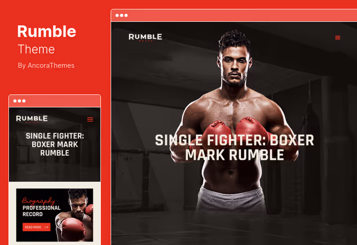 Тема Rumble для сайта бойцовского клуба MMA с событиями