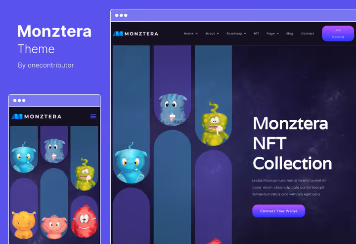 Hjemmeside for Monztera NFT-porteføljesett