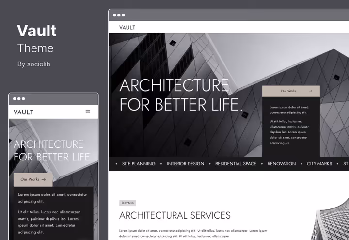 Vault-mal for interiørdesignnettsted