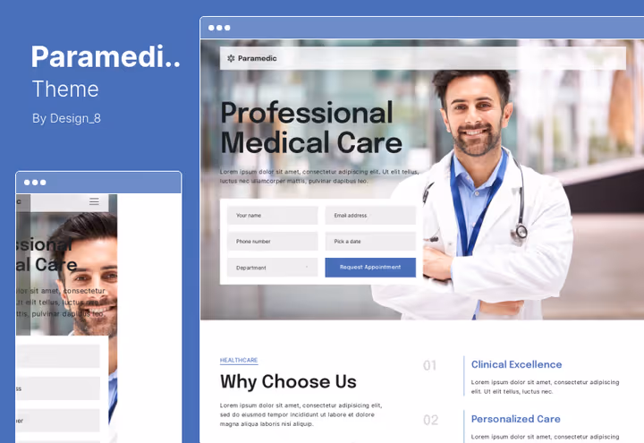Paramedic-mal for medisinsk nettsted