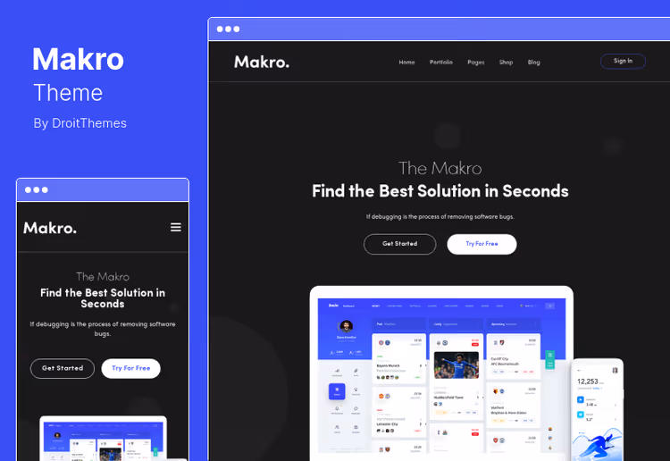 Makro homepage with animation and SaaS product cards