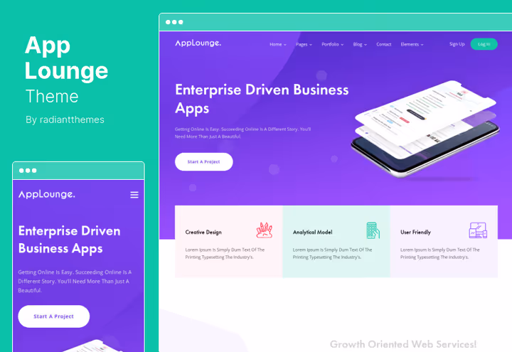 AppLounge with design for SaaS and mobile apps