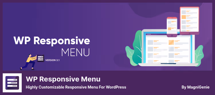 Menu deslizante do WP Responsive Menu num dispositivo móvel