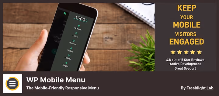 Menu móvel do WP Mobile Menu com design personalizado