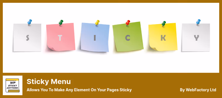 Configurações do plugin Sticky Menu para fixar elementos