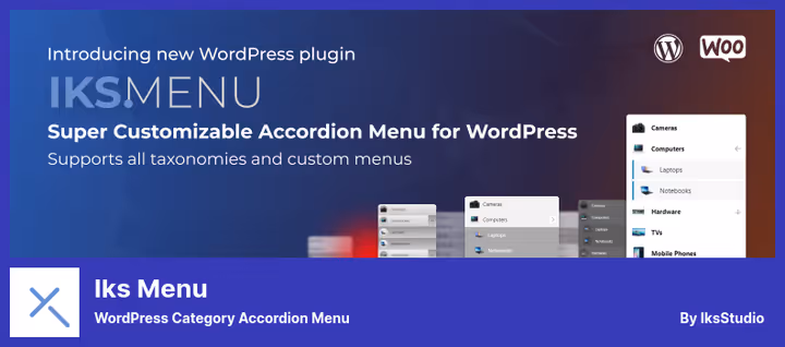 Menu acordeão de categorias Iks Menu na barra lateral do WordPress