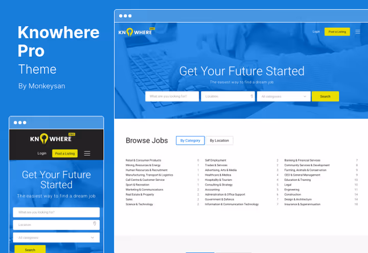 Сторінка каталогу Knowhere Pro з картою та пошуком