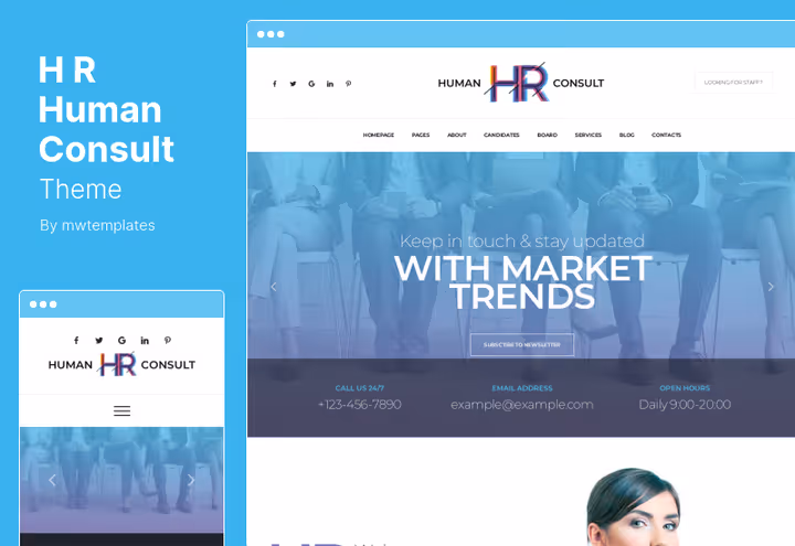Сторінка послуги HR Human Consult з описом та кнопкою зв'язку
