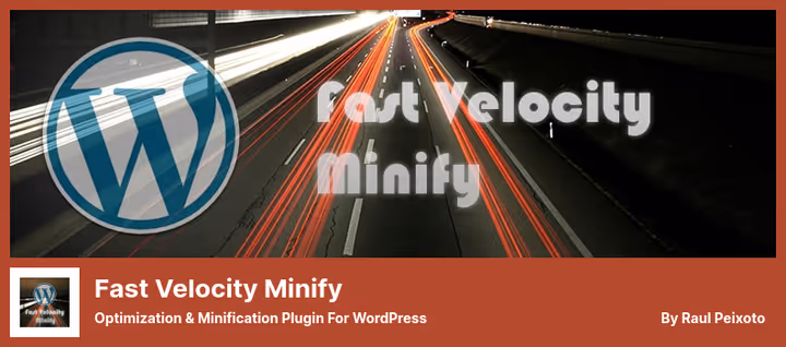 Fast Velocity Minify minifitseerimise olekuleht koos töödeldud failide nimekirjaga