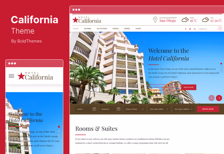 California, resort hotell WordPress-tema