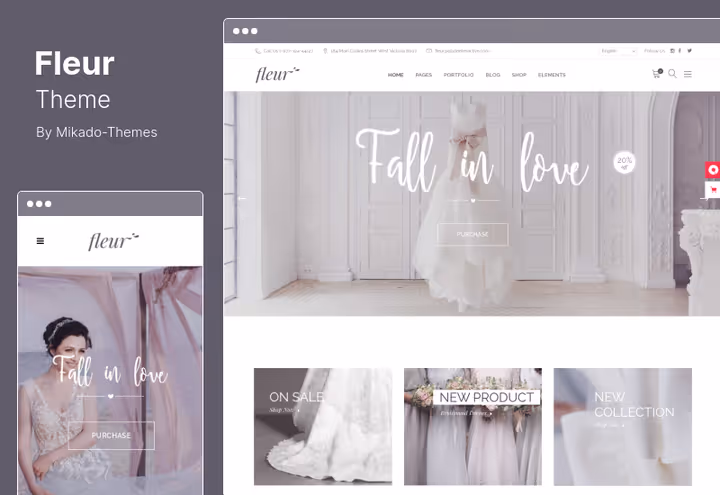 Tema Fleur com página inicial com secções parallax e tipografia