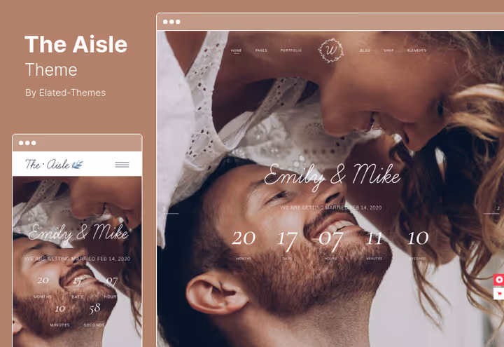 Tema The Aisle com efeito parallax e formulário RSVP