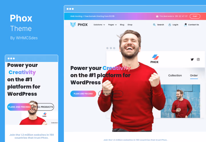 Phox-tema, nettside for hostingfirma med prispakker