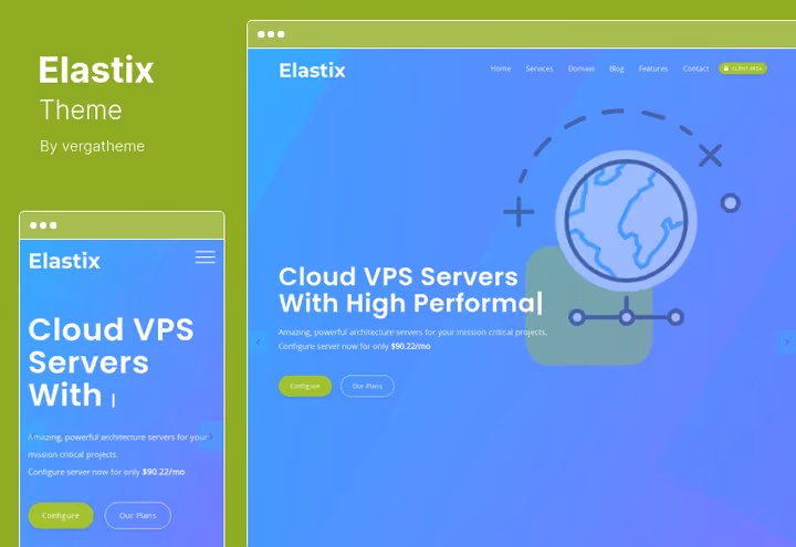 Elastix-tema, unikt nettsidedesign for hostingleverandør