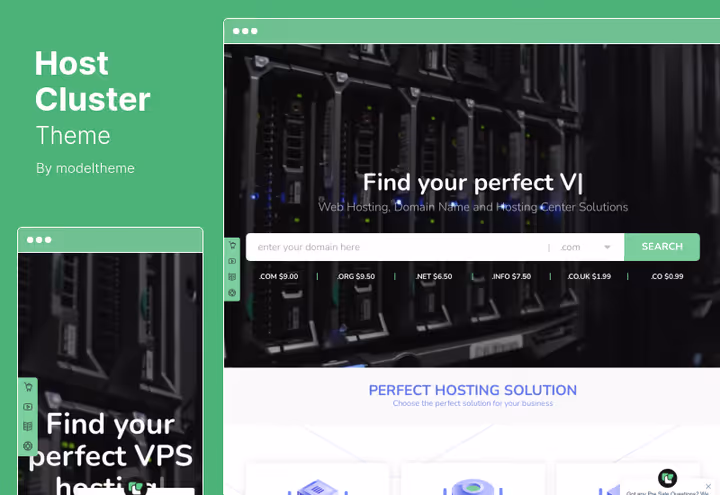 HostCluster-tema, datasenterkart og kundeanmeldelser