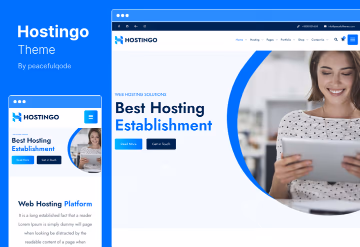Hostingo-tema, tjenestesider og arbeidsprosess for hostingfirma