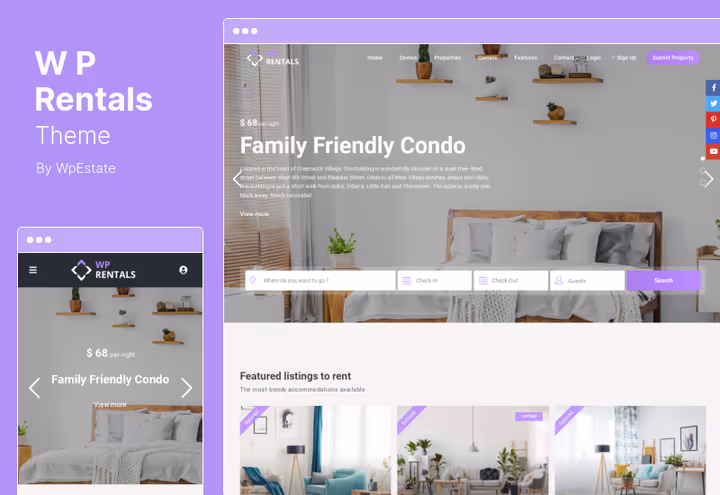 Картка об'єкта оренди в темі WP Rentals
