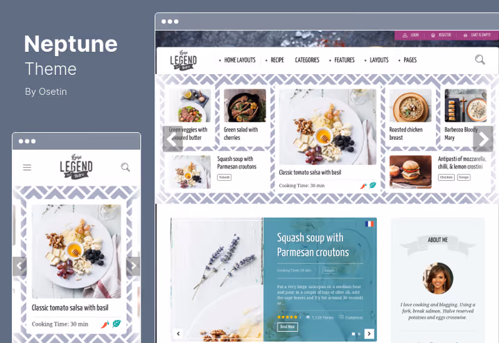 Tema Foodica com design de blog de receitas