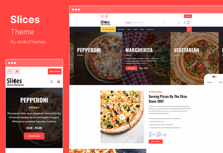 Tema Budget Slices para entrega de pizza