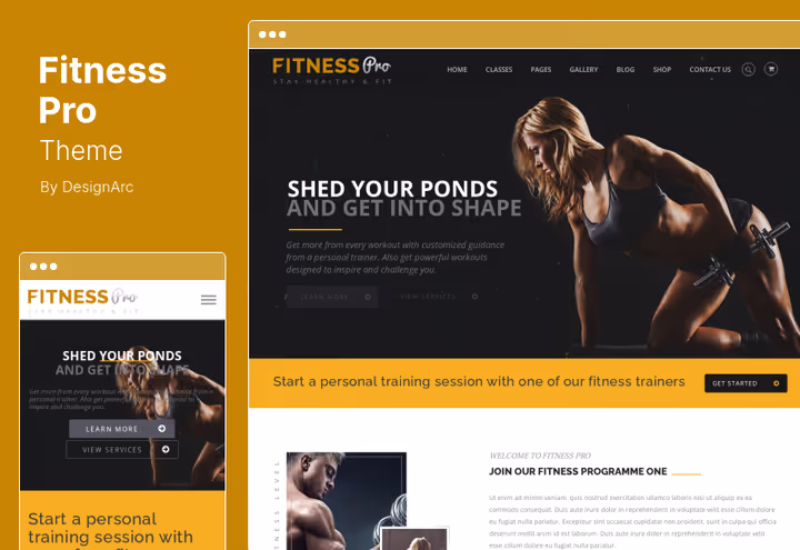 Fitness Pro-tema, treningssenter-nettsted på WordPress