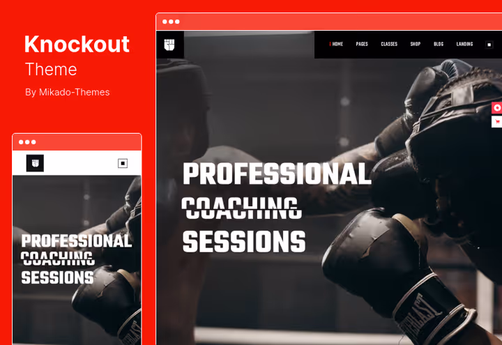 Knockout-tema, bokseklubb-nettsted på WordPress