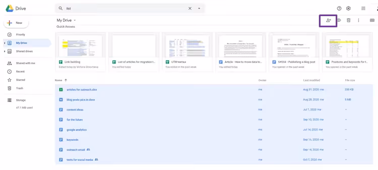 Ventana para transferir la propiedad de archivos en Google Drive