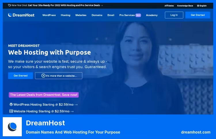 DreamHosti registripidaja avaleht