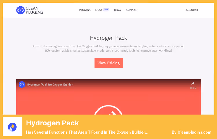 Hydrogen Pack shortcuts and context menu