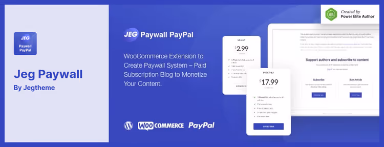 Форма подписки Jeg Paywall с выбором платёжного плана
