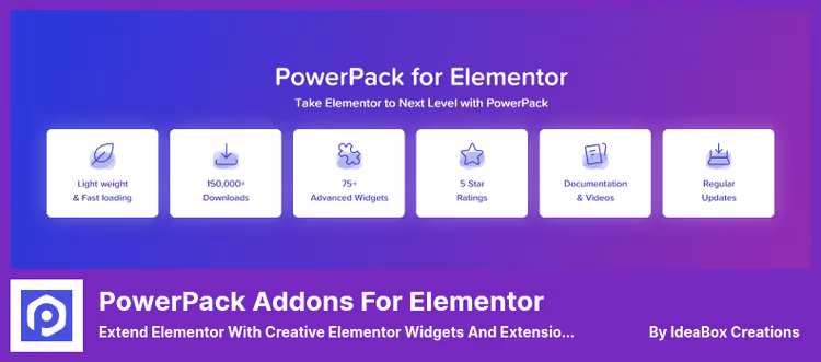 Interface PowerPack Addons para Elementor e WooCommerce