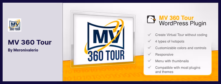 Visita Virtual MV 360 com tour virtual e pontos de interesse numa panorâmica