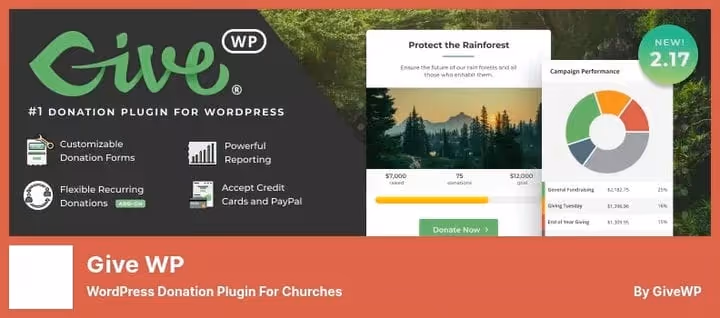 GiveWP donation form plugin for church website
