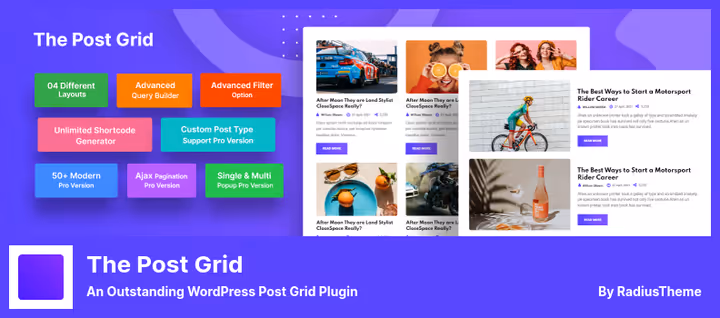 Post Grid-plugingrensesnittet med rutenettinnstillinger