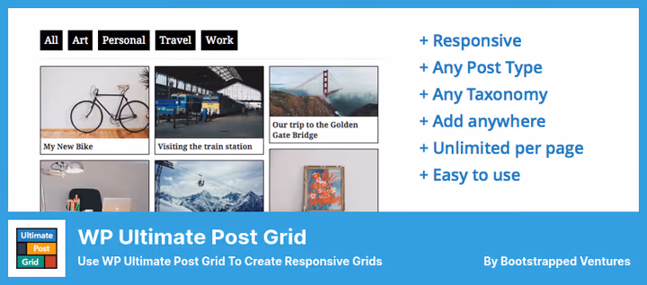 WP Ultimate Post Grid-plugin, isotoprutenett med filtre