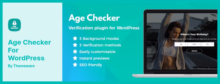 Age Checker for WordPress vanusekontrolli ekraan videotausta valikuga