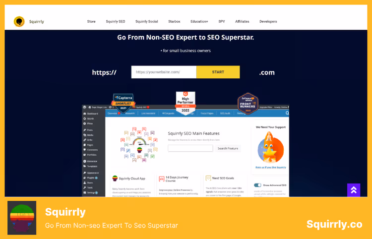 Панель Squirrly SEO зі щоденними SEO-завданнями та прогресом