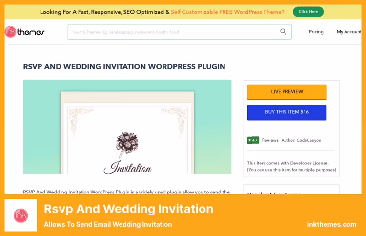 Wedding invitation creation form in RSVP and Wedding Invitation plugin