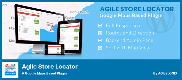 Інтерфейс Agile Store Locator з пошуком магазинів і категоріями на карті