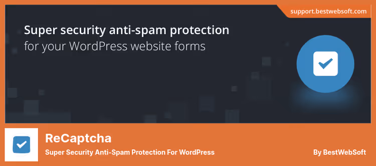 reCAPTCHA widget on the WordPress login page