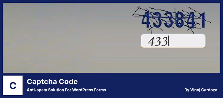 Captcha Code with an alphanumeric code on the WordPress login page