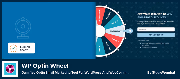 WP Optin Wheel winning coupon screen after spinning the wheel of fortune