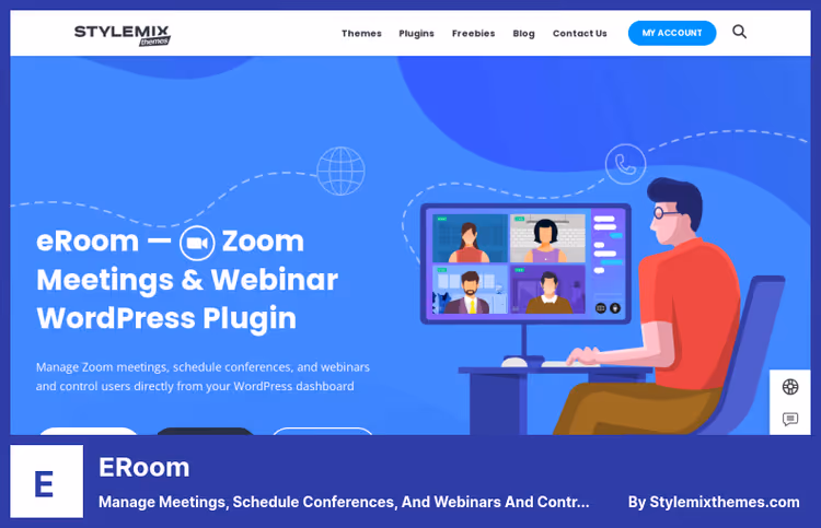 Интерфейс eRoom для управления Zoom-конференциями из админки WordPress