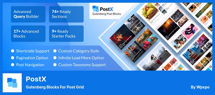 PostX, блоки для сітки постів і новин WordPress